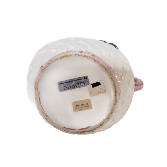 Vintage Hand Painted NEUWIRTH Portugal Pitcher With Fruit Basket Weave - Picture 3 of 3